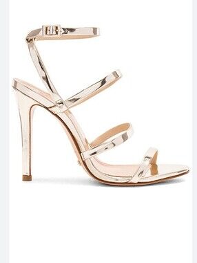 SCHUTZ Ilara Muted Metallic  Gold Strappy Stiletto Sandal
